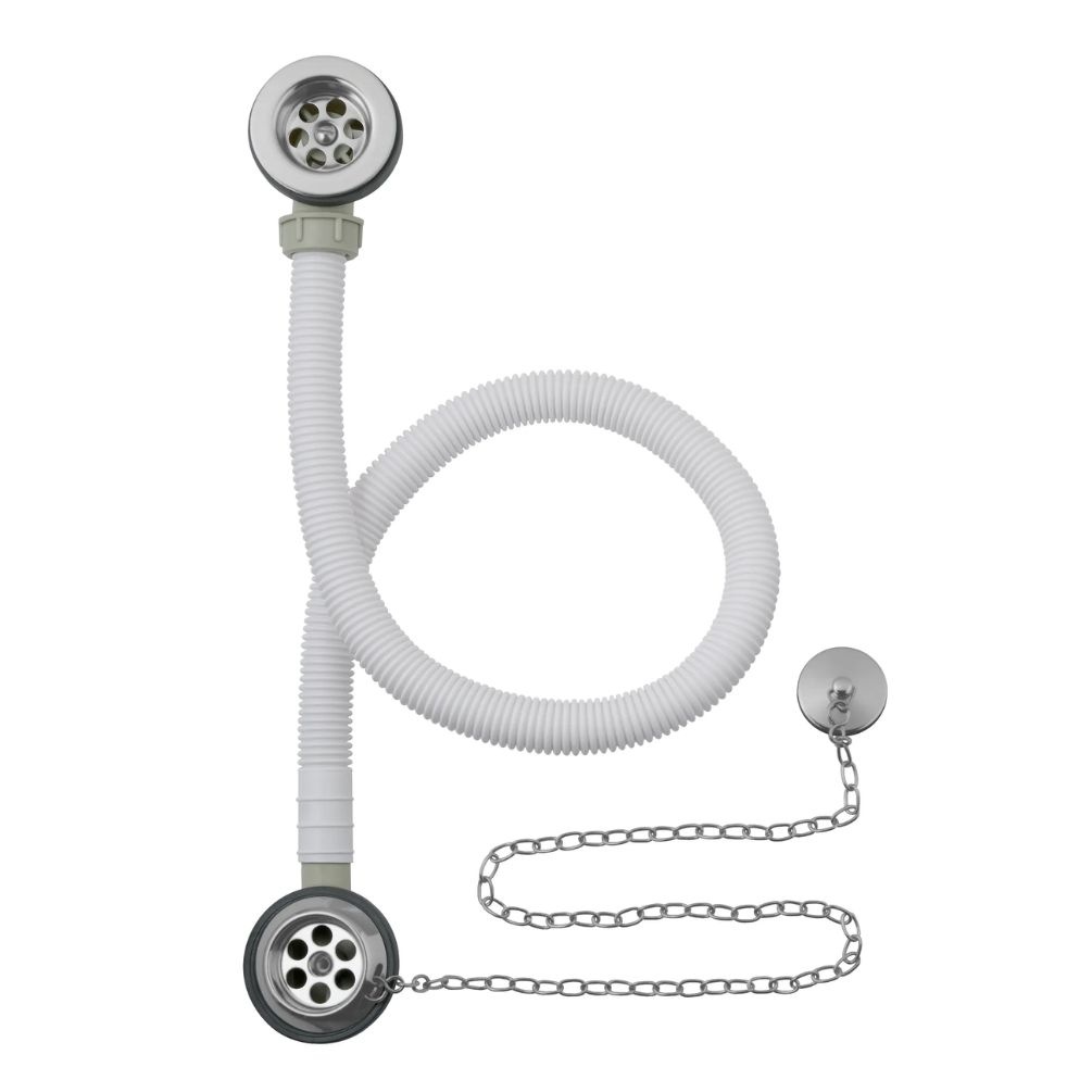 BC Designs Brushed Chrome Concealed Plug & Chain Bath Waste Cut Out